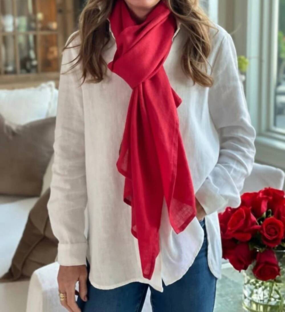 NEW CROWN LINEN women's stevie scarf in red
